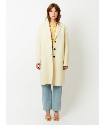 MANTEAU OVERCOAT BOILED WOOL NATURAL OFF WHITE pas cher