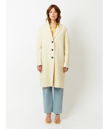 MANTEAU OVERCOAT BOILED WOOL NATURAL OFF WHITE pas cher