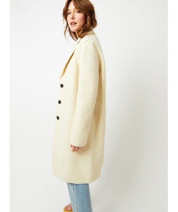 MANTEAU OVERCOAT BOILED WOOL NATURAL OFF WHITE pas cher