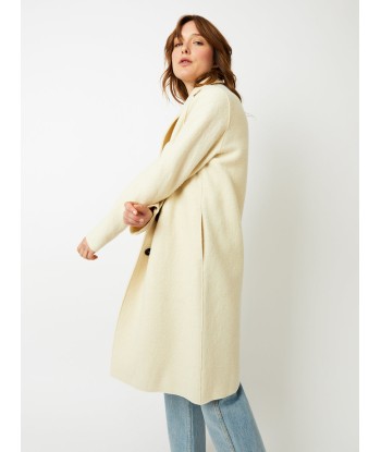 MANTEAU OVERCOAT BOILED WOOL NATURAL OFF WHITE pas cher