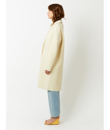 MANTEAU OVERCOAT BOILED WOOL NATURAL OFF WHITE pas cher