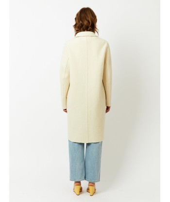 MANTEAU OVERCOAT BOILED WOOL NATURAL OFF WHITE pas cher