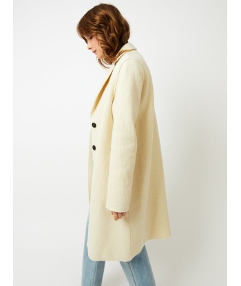 MANTEAU OVERCOAT BOILED WOOL NATURAL OFF WHITE pas cher