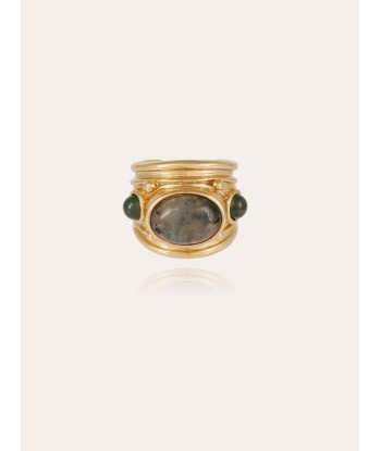 BAGUE SIMONE LABRADORITE & SERPENTINE une grave pollution 