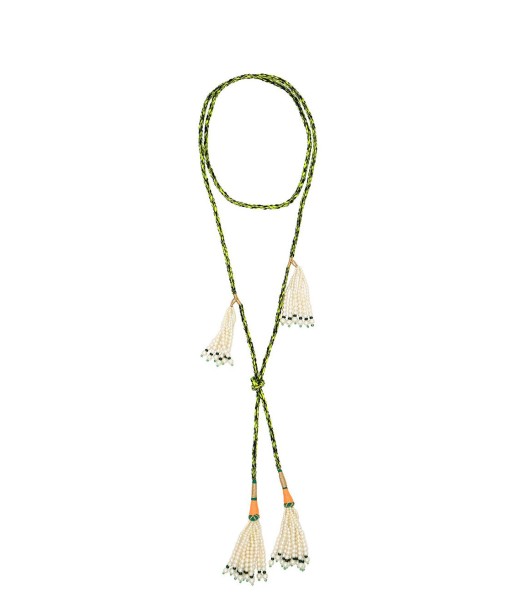 COLLIER DOUBLE CRAVATE VERT solde