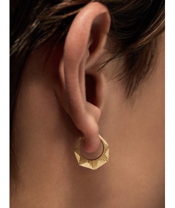 BOUCLE D'OREILLE NYC PETIT MODELE OR JAUNE ET DIAMANTS pas cher