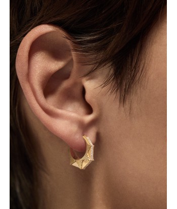 BOUCLE D'OREILLE NYC PETIT MODELE OR JAUNE ET DIAMANTS pas cher