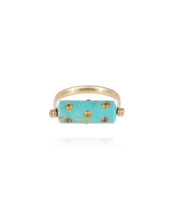 BAGUE TUBE LEA TURQUOISE ET SAPHIRS JAUNES Comparez et commandez 