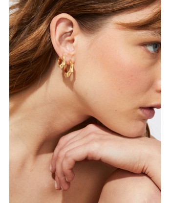 BOUCLE D'OREILLE NYC PETIT MODELE OR JAUNE ET DIAMANTS pas cher