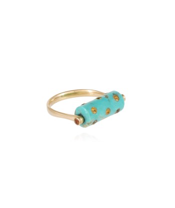 BAGUE TUBE LEA TURQUOISE ET SAPHIRS JAUNES Comparez et commandez 