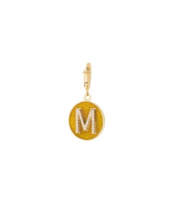 CHARM LETTRE M OR JAUNE, DIAMANTS ET EMAIL JAUNE basket pas cher