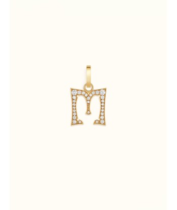 PENDENTIF LETTRE M GRAND MODELE PAVÉ pas chere