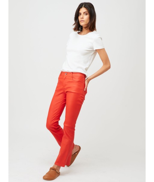 PANTALON DEAN CUIR PLONGÉ ROUGE pas cher 