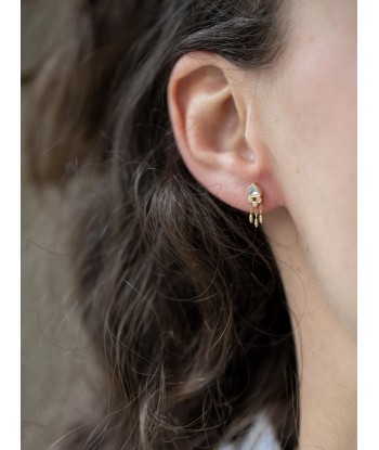 BOUCLE D'OREILLE PIERRE DE LUNE ET DIAMANTS vente chaude votre 